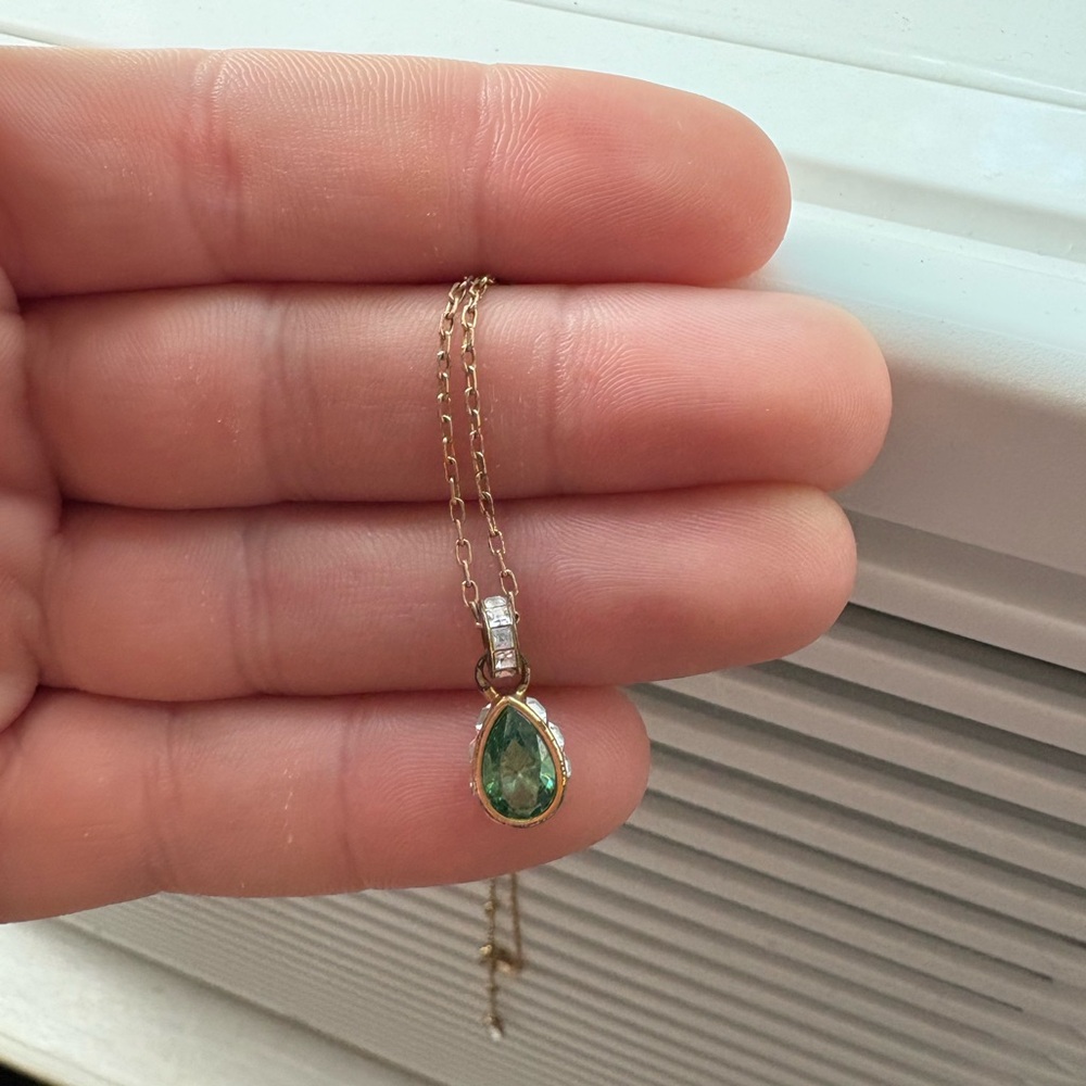 Swarovski Gold Necklace with Green Pendant